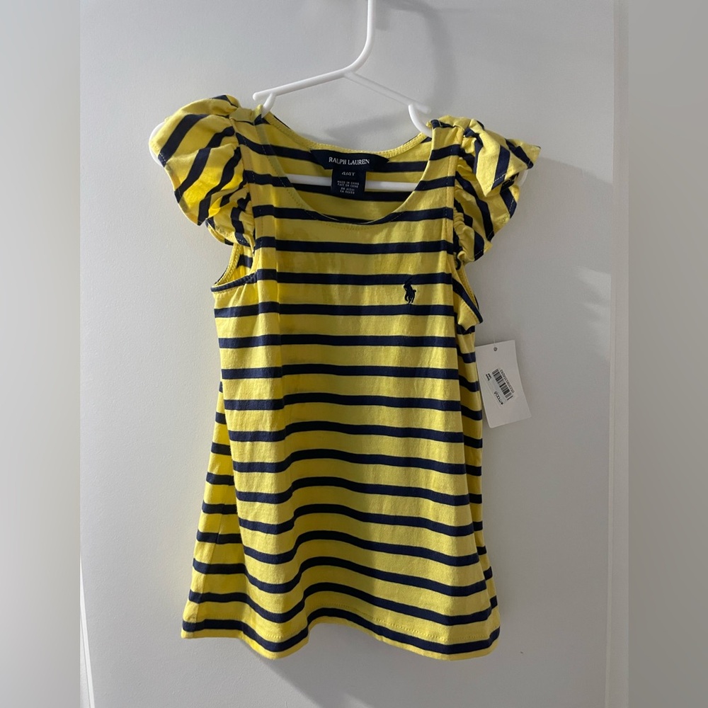 Ralph Lauren Yellow and Navy Striped Girls Tank Top